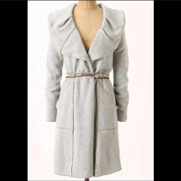 New ruffled wool blend sweater maxi cardigan coat - Picture 2 of 6